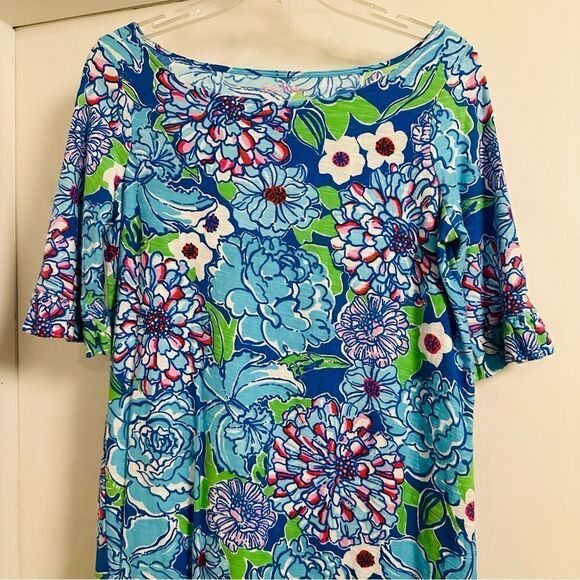 LILLY PULITZER Dress Women Size Medium Somerset Worth Blue May Flower - Picture 2 of 6